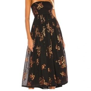 BRAND NEW! Free People Strapless Black Dress with Gold Detailing